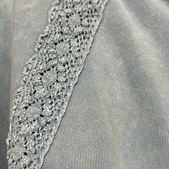 Aerie Hey Crochet Boho Sweatshirt, Cloud Wash Blue, Medium, Never Worn - Picture 8 of 9
